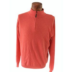 NORM THOMPSON Men's Heather Coral Half Zip Cotton Light Pullover Size Medium
